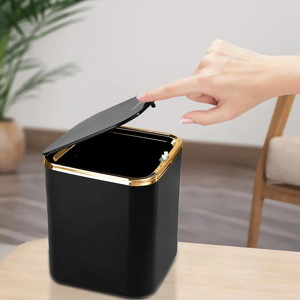 Lixeira de Mesa com Tampa Pop Up e Vedação Antiodor Lenogue Preto