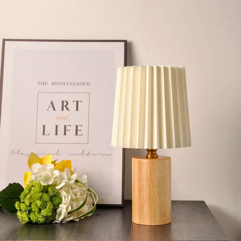 Luminária de Madeira com 3 Cores para Quarto e Sala Lenogue Bege