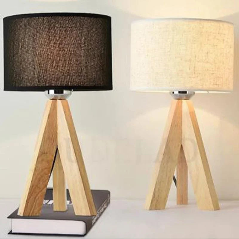 Luminária de Mesa em Madeira para Quarto e Escritório Lenogue