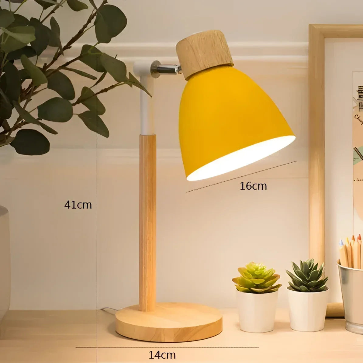 Luminária de Mesa Led com Cabeça Giratória para Quarto e Sala Lenogue Amarelo