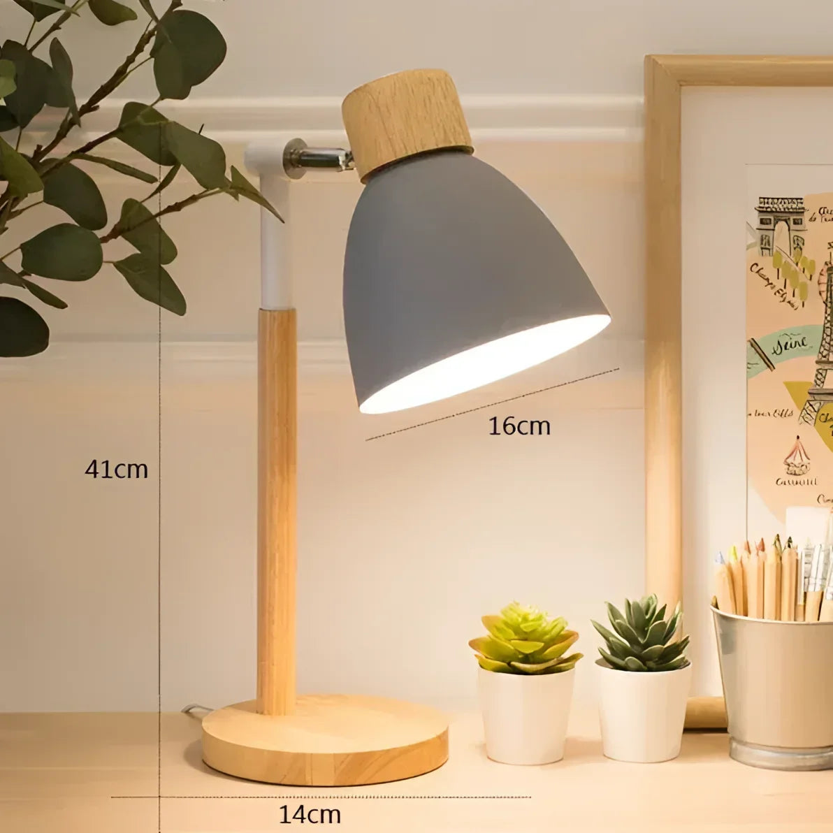 Luminária de Mesa Led com Cabeça Giratória para Quarto e Sala Lenogue Cinza