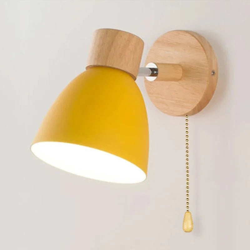 Luminária de Parede Led Madeira Estilo Nórdico para Decoração Lenogue Amarelo / 1 Peça
