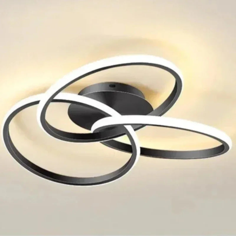 Luminária Led Trefoil Regulável Preta Branca e Dourada para Sala Lenogue Preto / sem Controle Remoto
