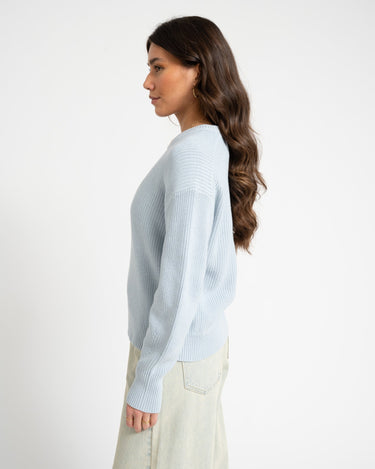 Mila Twist Crew Neck Knit Skyway - Things I Like Things I Love