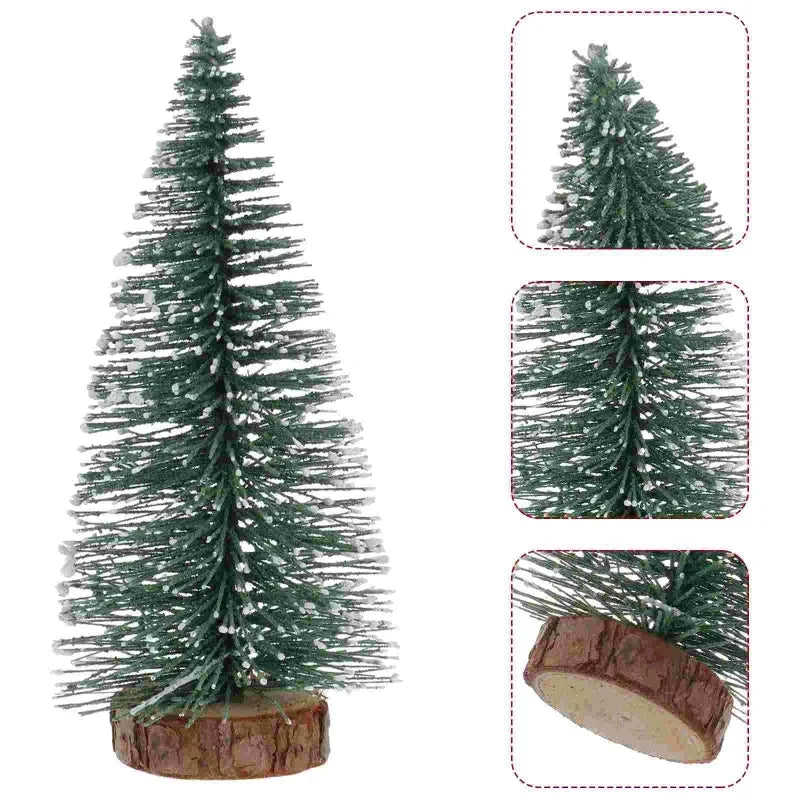 Mini árvore de Natal Pinheiro Nevado para Decoração Natalina Lenogue 10 Unidades Verdes