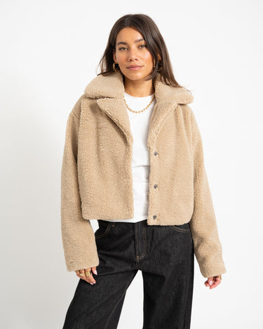 Nati Crop Teddy Jacket Birch - Things I Like Things I Love