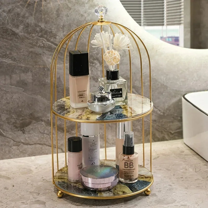 Organizador Dourado com Cúpula para Joias e Cosméticos Lenogue