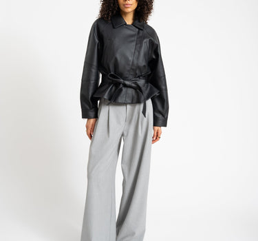 PAULA WAISTED PU JACKET Black - Things I Like Things I Love