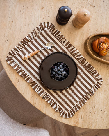 Placemat Ellie Gestreept Bruin - Things I Like Things I Love