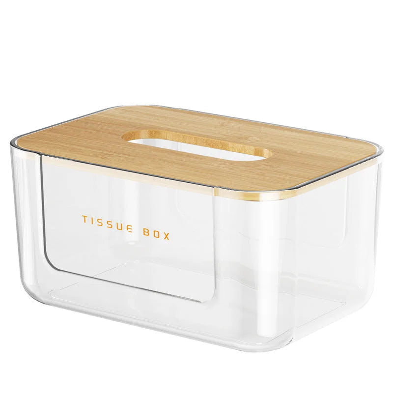 Porta Lenços Estilo Japonês com Tampa de Bambu Lenogue