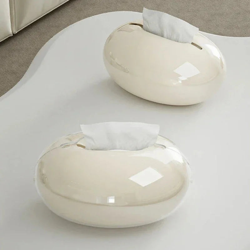 Porta Lenços Moderno Imitando Pedra para Sala e Mesa Lenogue Bege