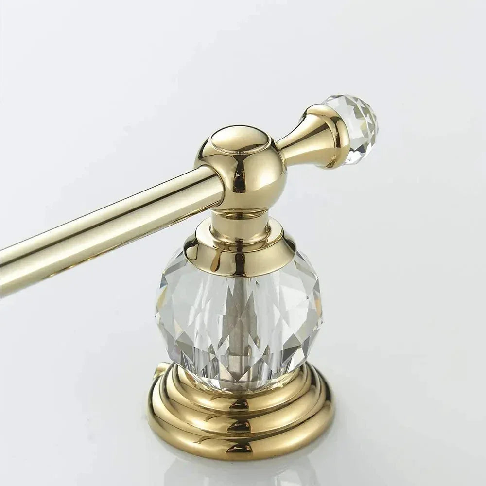 Porta Papel Higiênico Dourado Detalhe em Cristal Lenogue
