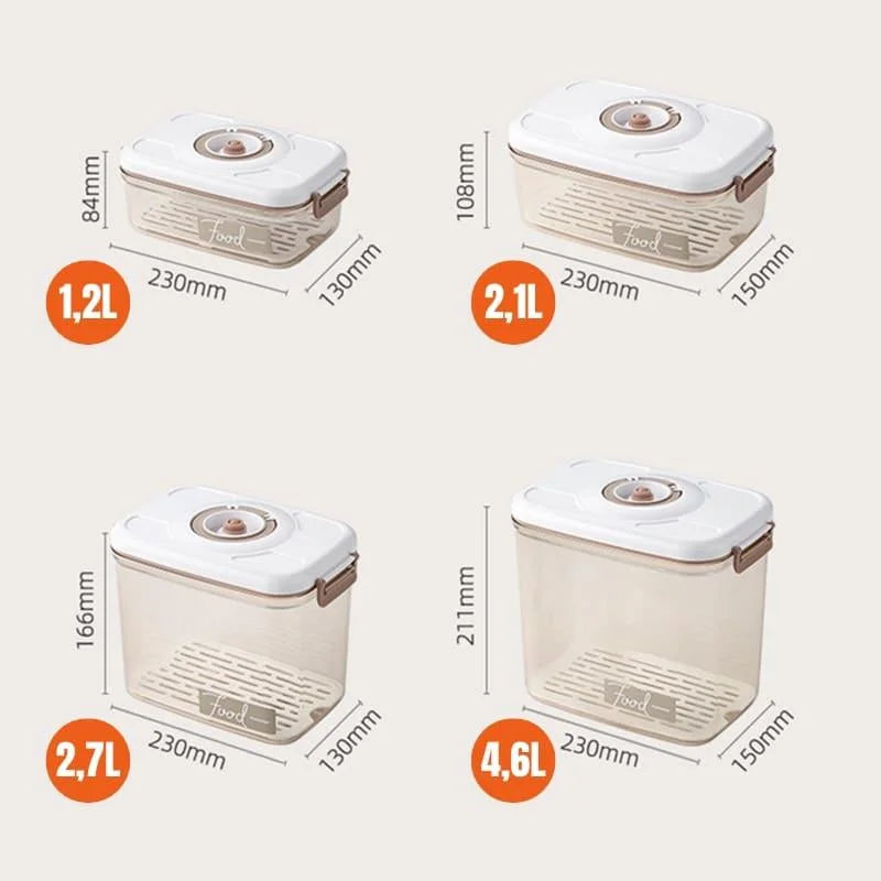 Pote Hermético com Tampa e Selador a Vácuo para Alimentos Lenogue