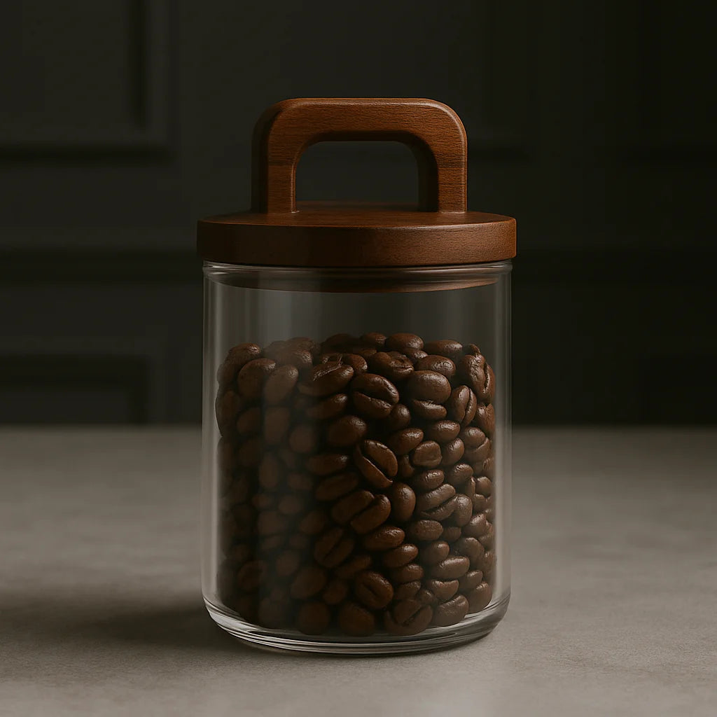 Pote Hermético de Vidro com Vedação a Vácuo para Grãos e Café Lenogue