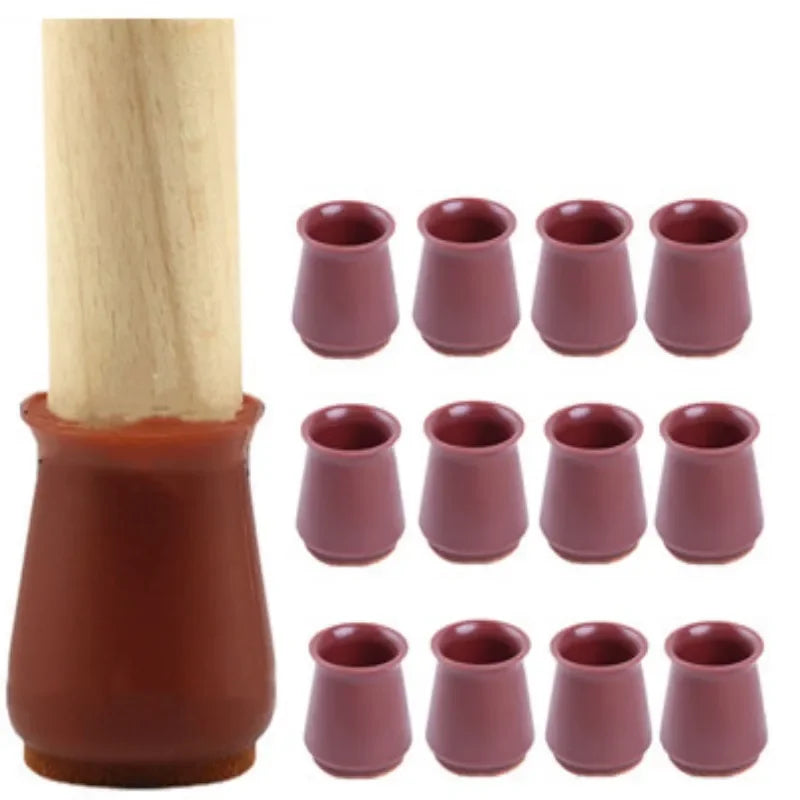 Protetor de Pés de Cadeira e Mesa em Silicone com Feltro Antiderrapante Lenogue Marrom / 1 Pacote com 16 Unidades