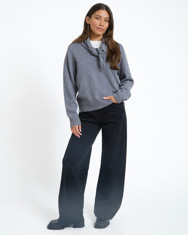 Rouge Kate V-Neck Knit Dark Grey Melange - Things I Like Things I Love
