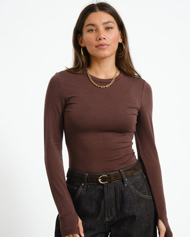Rouge Maple O-Neck Tee Seal Brown - Things I Like Things I Love
