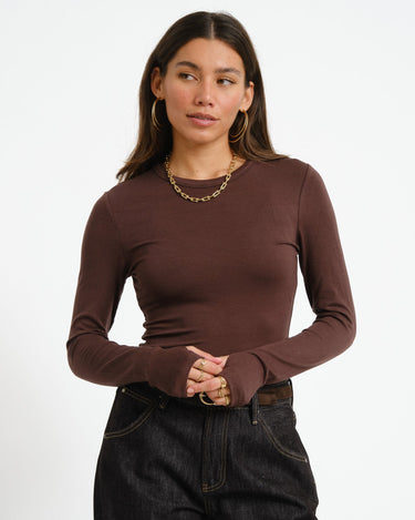 Rouge Maple O-Neck Tee Seal Brown - Things I Like Things I Love