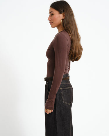Rouge Maple O-Neck Tee Seal Brown - Things I Like Things I Love