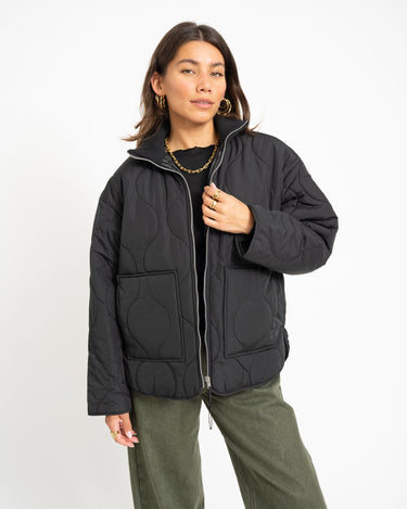 Serena Mid Quilted Jacket Black - Things I Like Things I Love