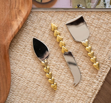 SET OF 3 - Handmade GIFT SET Cheese Knives Holly Heart - Things I Like Things I Love