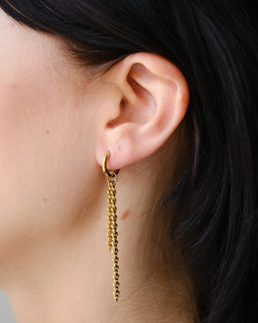 Set van 2 Double Chain Long Hoop Earrings Gold - Things I Like Things I Love