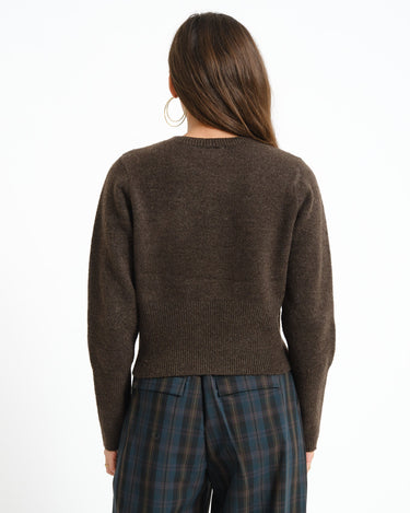Sloan O-Neck Keyhole Knit Chocolate Bruin - Things I Like Things I Love