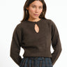 Sloan O-Neck Keyhole Knit Chocolate Bruin - Things I Like Things I Love