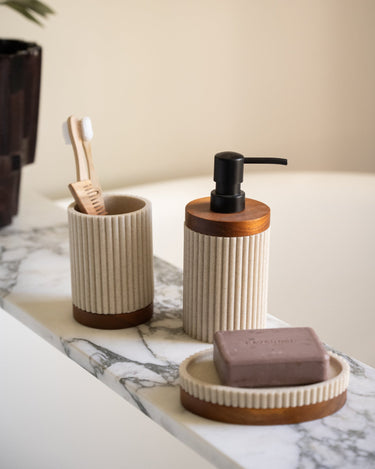 Soap Dispenser Beige/Acacia Wood - Things I Like Things I Love