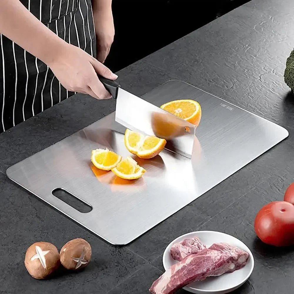 Tábua de Corte em Aço Inoxidável para Cozinha Antiodor Lenogue Prata / 29 x 20 Cm / 1 Unidade