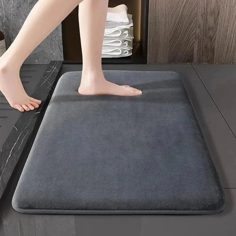 Tapete Antiderrapante Super Absorvente em Veludo Coral Lenogue Cinza / 40 x 60 Cm