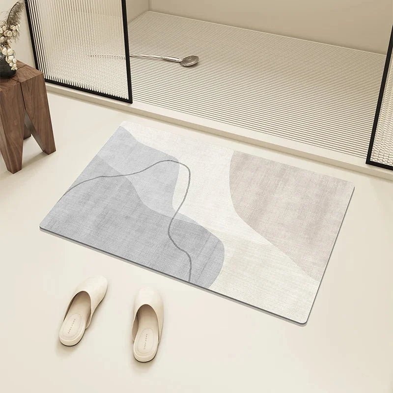 Tapete Diatomito Antiderrapante e Absorvente para Banheiro Lenogue Azul Bege Marrom Retangular / 50 x 80 Cm