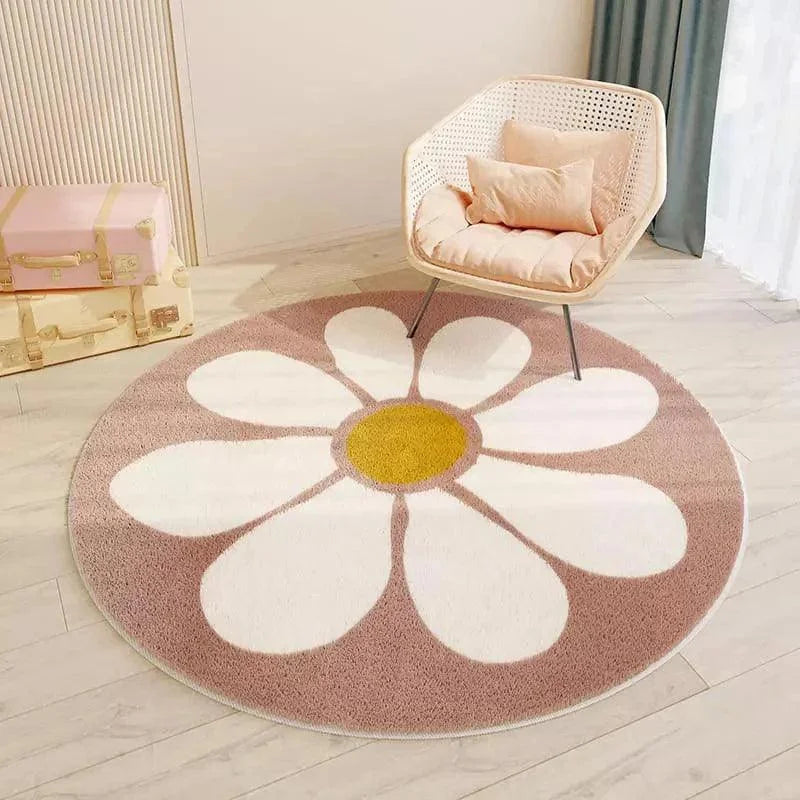 Tapete Infantil Redondo Flor Antiderrapante para Quarto Lenogue / 80cm x