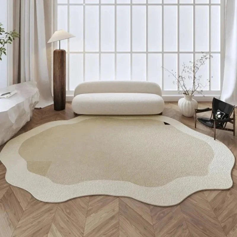 Tapete Irregular Geométrico Antiderrapante para Sala e Quarto Lenogue Bege / 50 x 80 Cm
