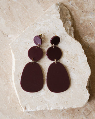 TILTIL Burgundy Bungle Earrings Gold Bordeaux - Things I Like Things I Love