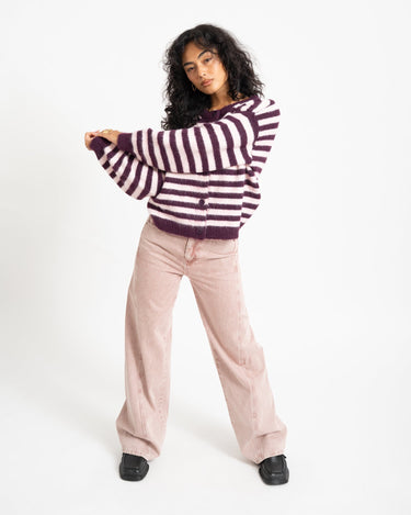 TILTIL Emily Striped Cardigan Bordeaux - Things I Like Things I Love