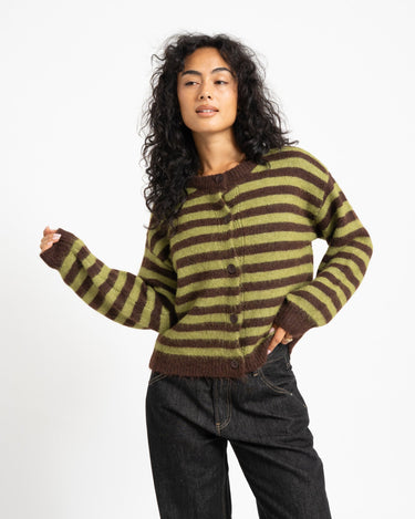 TILTIL Emily Striped Cardigan Bruin - Things I Like Things I Love