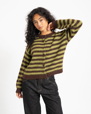 TILTIL Emily Striped Cardigan Bruin - Things I Like Things I Love