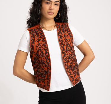 TILTIL Gigi Emboidered Gilet Bright Rust - Things I Like Things I Love