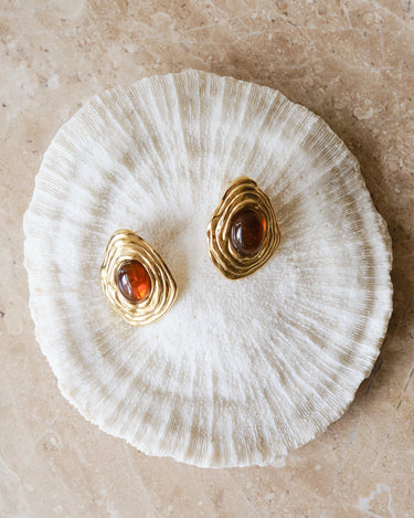 TILTIL Large Gemstone Stud Earrings Goud - Things I Like Things I Love