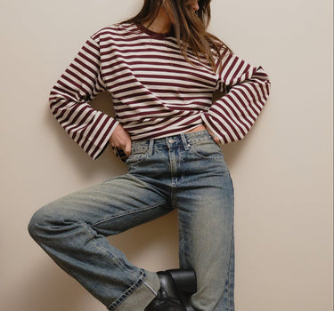 TILTIL Longsleeve Thin Striped Doka Tee Dark Purple - Things I Like Things I Love