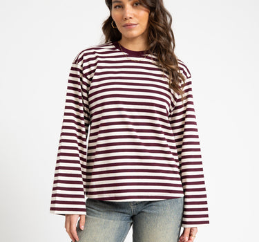 TILTIL Longsleeve Thin Striped Doka Tee Dark Purple - Things I Like Things I Love