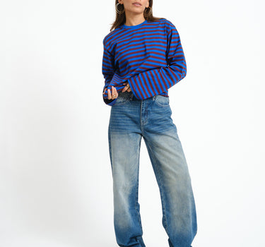 TILTIL Longsleeve Thin Striped Doka Tee Rood Cobalt - Things I Like Things I Love