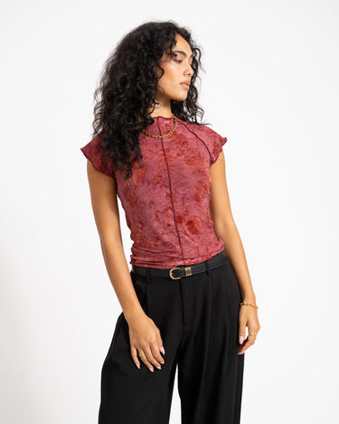 TILTIL Luna Hibiscus Shortsleeve Dark Roze - Things I Like Things I Love