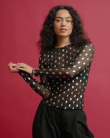 TILTIL Mesh Longsleeve Dotted Gold - Things I Like Things I Love