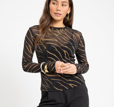 TILTIL Mesh Zebra Longsleeve Black Gold - Things I Like Things I Love