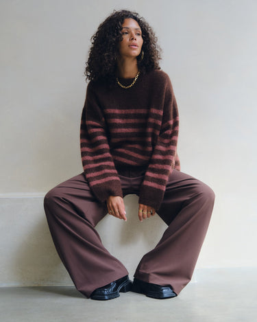 TILTIL Mulla Striped Mohair Pullover Bruin - Things I Like Things I Love