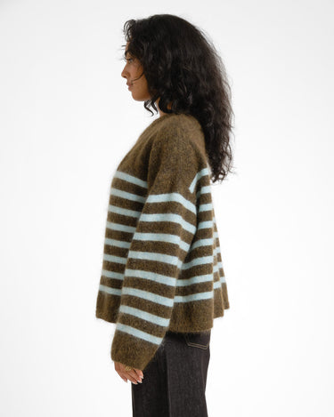 TILTIL Mulla Striped Mohair Pullover Dark Green - Things I Like Things I Love