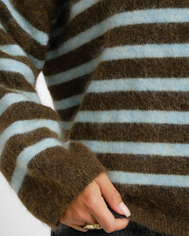 TILTIL Mulla Striped Mohair Pullover Dark Green - Things I Like Things I Love