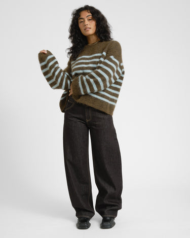 TILTIL Mulla Striped Mohair Pullover Dark Green - Things I Like Things I Love